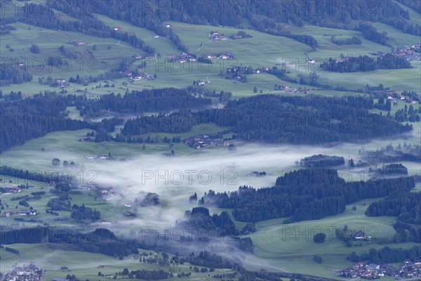Panorama from the Schattenberg into the Illertal, Allgäu, Bavaria, Germany, Europe