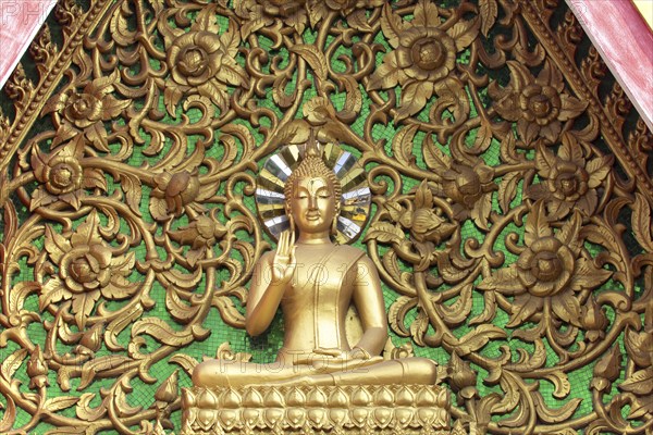 Pediment with Buddha, Wat Si Saket, Vientiane, Vientiane Province, Laos, Asia