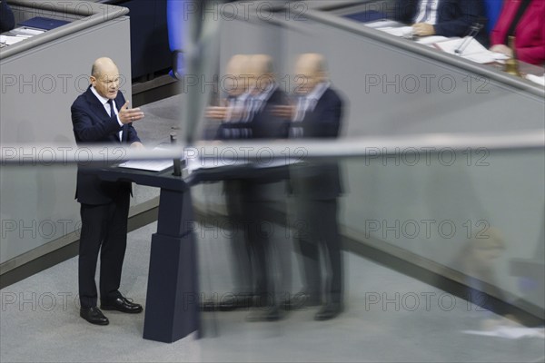 Olaf Scholz (SPD), Federal Chancellor, at the government statement in the German Bundestag, Berlin,