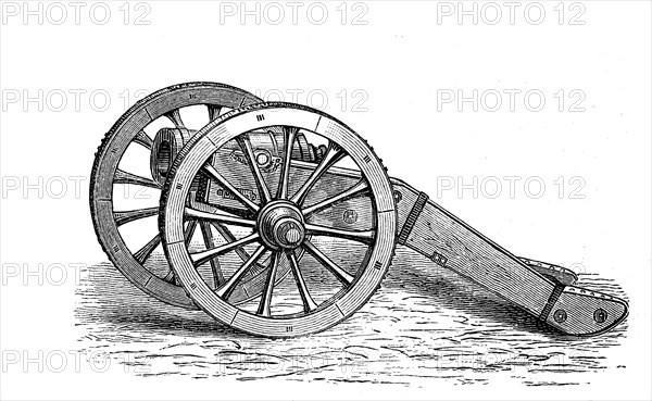 Howitzer from the 18th century, historical, digital reproduction of an original from the 19th