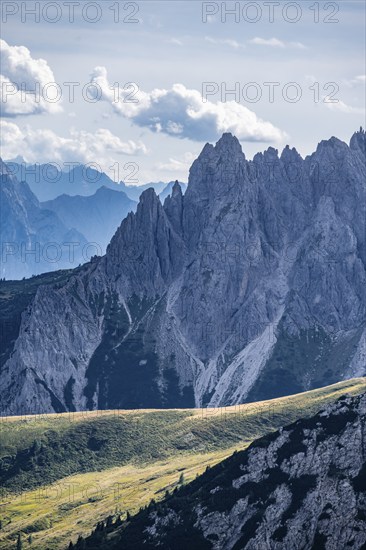 View from the Carnic main ridge to the Sesto Dolomites, Carnic Alps, Carinthia, Austria, Europe
