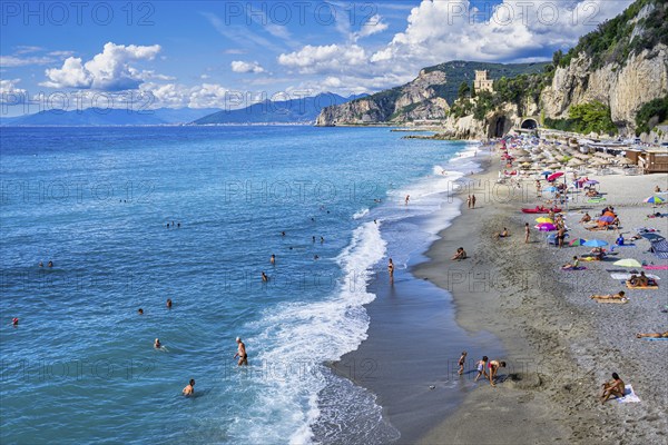 Beach near Finale Ligure, Liguria, Italy, Europe