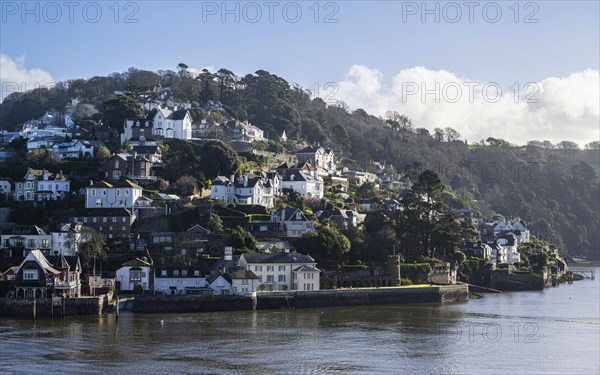 View of Kingswear from Dartmouth over River Dart, Devon, England, United Kingdom, Europe