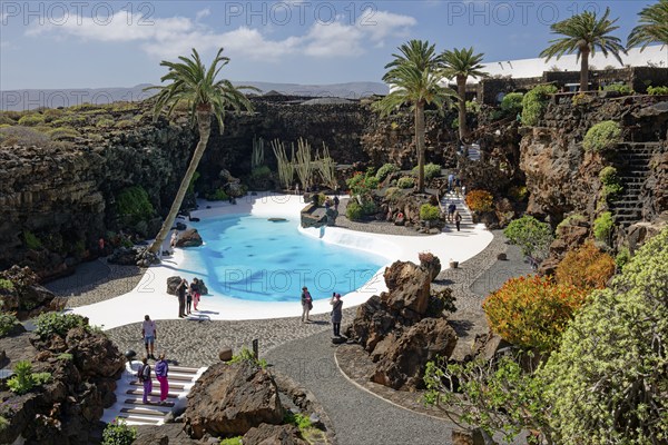 Pool landscape, Jameos del Agua art and cultural site, designed by artist César Manrique,