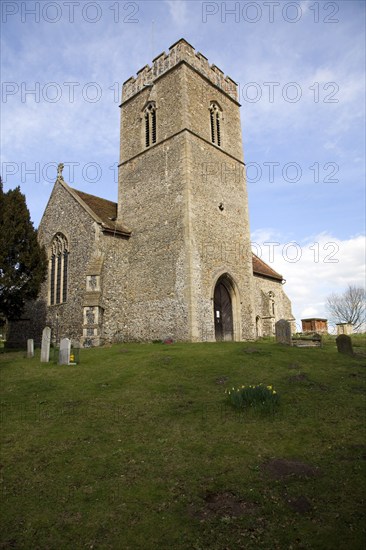 Tower and churchyard Church of St Botolph, Burgh, Suffolk, England, UK