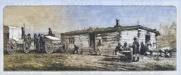 Old post station on the Colorado prairie. From American Pictures Drawn With Pen And Pencil by Rev