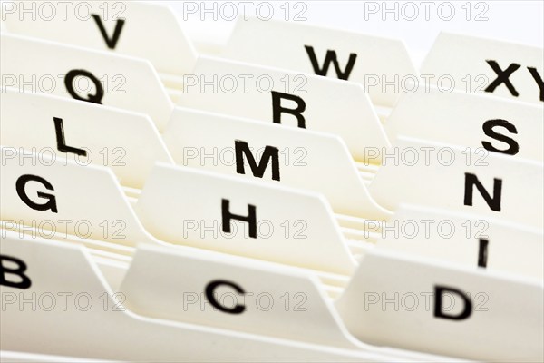 An alphabetical index for index cards, Studio