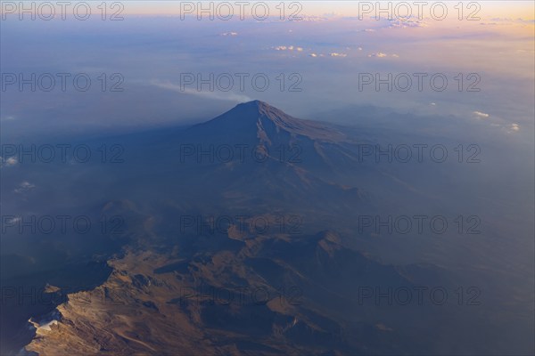 A scenic aerial view of Mexican mountains range located in the states of Puebla, Morelos and