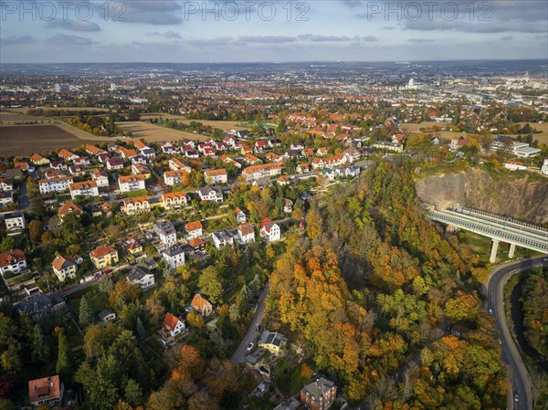 Dresden Plauen, Plauenscher Grund, Dölzschen, aerial view Dresden, Dresden, Saxony, Germany, Europe