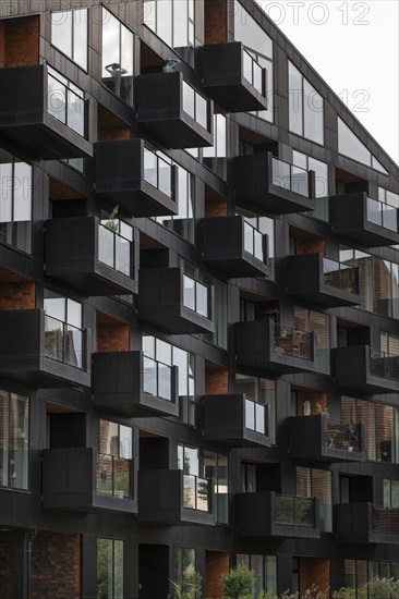 Contemporary architecture, Krøyers Square residential complex, inspired by historic warehouses,