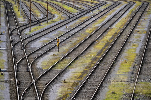 Track systems, shunting tracks, sidings, branches, the Mülheim-Styrum marshalling yard, on the