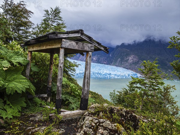Viewpoint near San Rafael glacier snout, rain forest, San Rafael lagoon, national park, Aysen