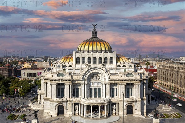 Mexico, Mexico City-3 February, 2020: Landmark Palace of Fine Arts (Palacio de Bellas Artes) in