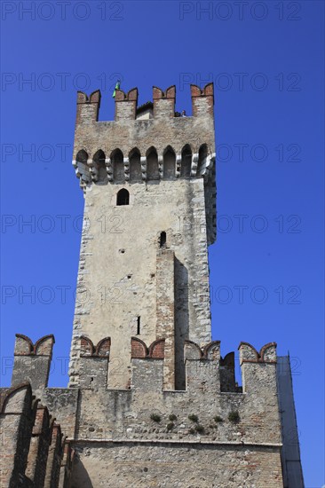 Keep of the Scaligero Castle, Castello Scaligero, in Sirmione, moated castle on the southern shore