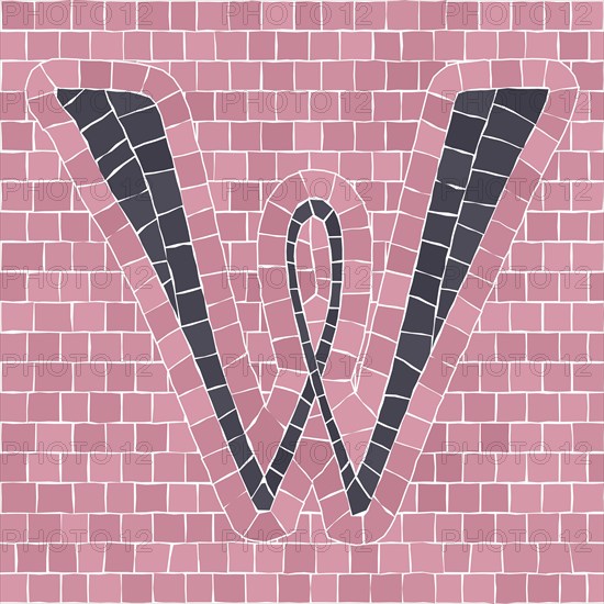 Mosaic tiles letter W. EPS 10 editable flat design vector seamless horizontal pattern