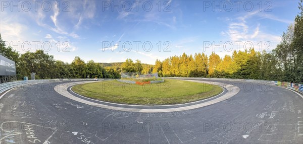 Panoramic photo of track section Caracciola-Karussell on international official race track for