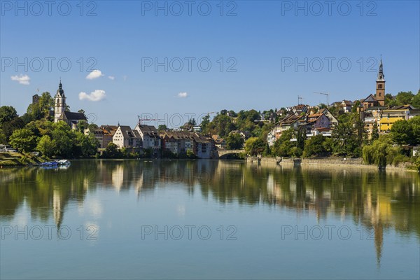 Village view with Rhine, Laufenburg, High Rhine, Black Forest, Baden-Württemberg, Germany, Europe