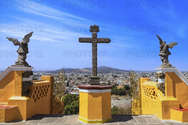Mexico, Cholula, Our lady of Remedies catholic church built on top of pyramid in Puebla state,