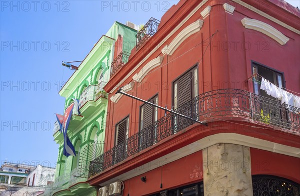 Scenic colorful Old Havana streets in historic city center (Havana Vieja) near Paseo El Prado and