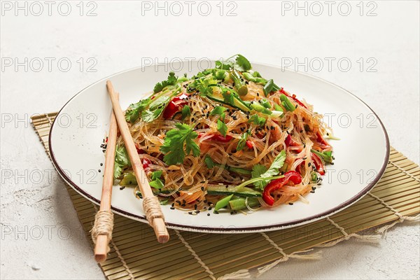 Funchosa, Korean salad, with vegetables, homemade, no people