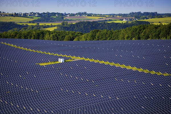 Large ground-mounted photovoltaic system, solar park in the Southern Eifel nature park Park,
