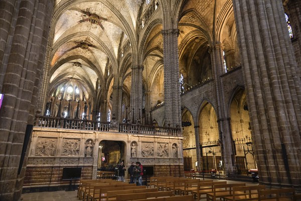 Main choir, nave, Cathedral, Catedral de la Santa Creu i Santa Eulalia, Barcelona, Catalonia,