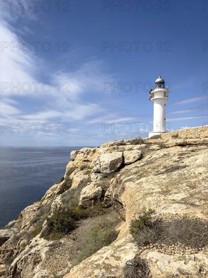 Far de Cap de Barbaria lighthouse on the southern tip of Formentera, Balearic Islands, Spain,