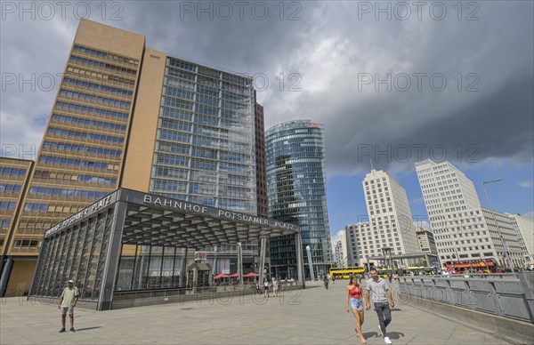 Railway station, commercial buildings, Potsdamer Platz, Tiergarten, Mitte, Berlin, Germany, Europe