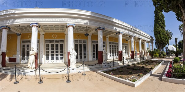 Achilleion Palace built for the Austrian Empress Elisabeth Sissi Panorama on the island of Corfu,