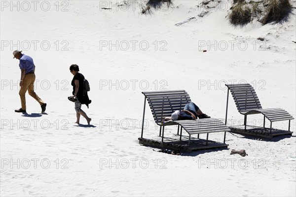 Holidaymakers on the beach on the island of Amrum, Norddorf, 15.06.2020