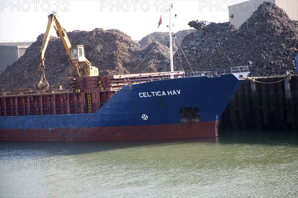 Scrap metal ship, Newhaven, East Sussex, England, United Kingdom, Europe