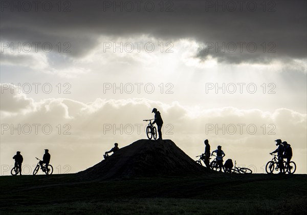 Mountain bike trail with jumps, downhill trail, on the Norddeutschland spoil tip in