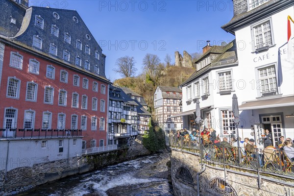 Monschau, Old Town, Eifel, Red House, River Rur, North Rhine-Westphalia, Germany, Europe