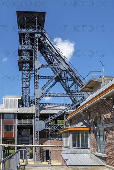 Colliery headframe and coal mine buildings at Le Bois du Cazier, coal mining museum at Marcinelle