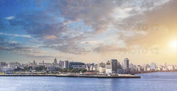 Panoramic aerial view of an Old Havana, Old Havana streets and Havana Bay in historic city center