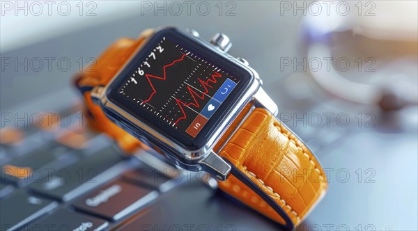 Smartwatch intelligent health and fitness monitoring, AI generated