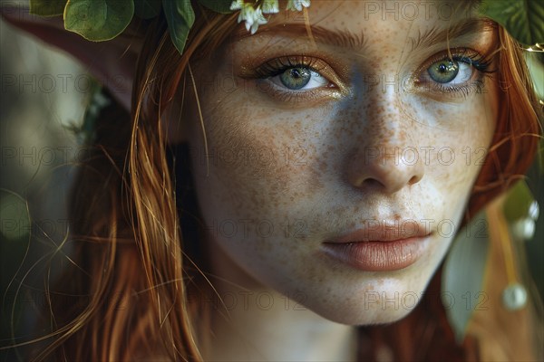 Beautiful elf woman with elven ears. KI generiert, generiert, AI generated