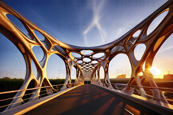 Modern bridge design of a network of interconnected shapes inspired by the structure of spider