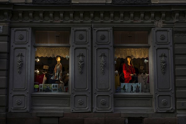 Shop window in the evening, Gamla Stan, fashion, shopping, shop window, illuminated, offer,