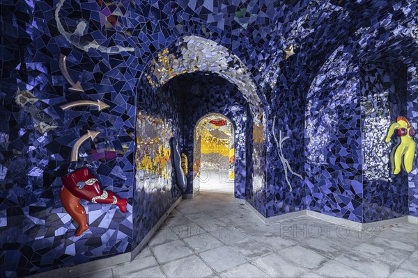 The grotto in the Herrenhausen Gardens with sculptures by Niki de Saint Phalle, Hanover, Lower