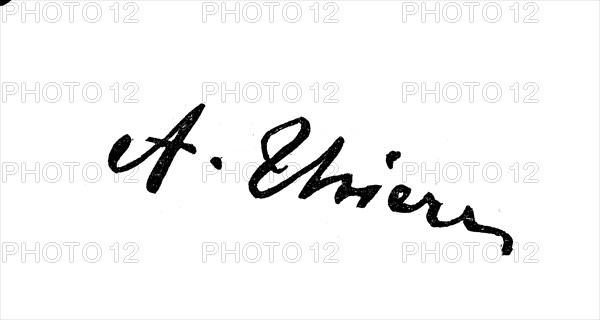 Signature, handwriting by A. Thiers, historical, digital reproduction of an original from the 19th