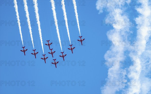 Red Arrows, Royal Air Force Aerobatic Team, Airshow 2024, Teignmouth, Devon, England, United