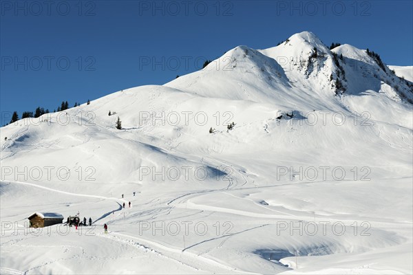 Snow-covered mountain landscape, Damüls, Bregenzerwald, Vorarlberg, Austria, Europe