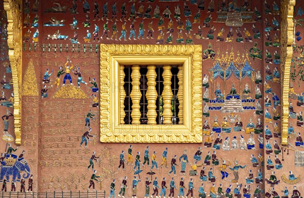 Tree of life mosaic at Wat Xieng Thong, Luang Prabang, Laos, Asia