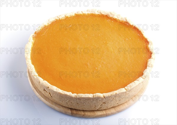Traditional american sweet pumpkin pie isolated on white background. close up