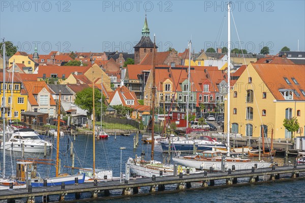 Maritime Svendborg, cityscape, museum harbour, historic sailing ships, wooden boats, Vor Freu