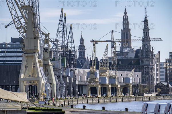 Harbour cranes on the Scheldekai, the world's largest collection of historic cranes, are part of