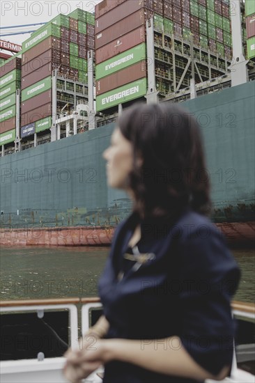 Annalena Bärbock (Bündnis 90/Die Grünen), Federal Foreign Minister, photographed during a boat trip