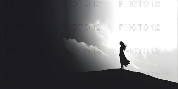 Minimalist illustration with abstract shapes interlocking to symbolize inspiration, AI generated