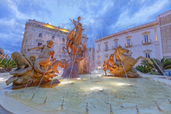 Diana fountain, Ortygia, Syracuse, Sicily, Italy, Europe